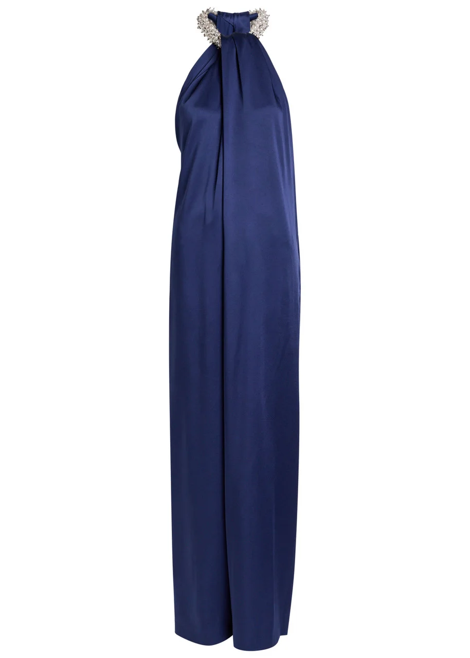 Stella Mccartney Draped Faux Pearl-embellished Satin Jumpsuit - 1