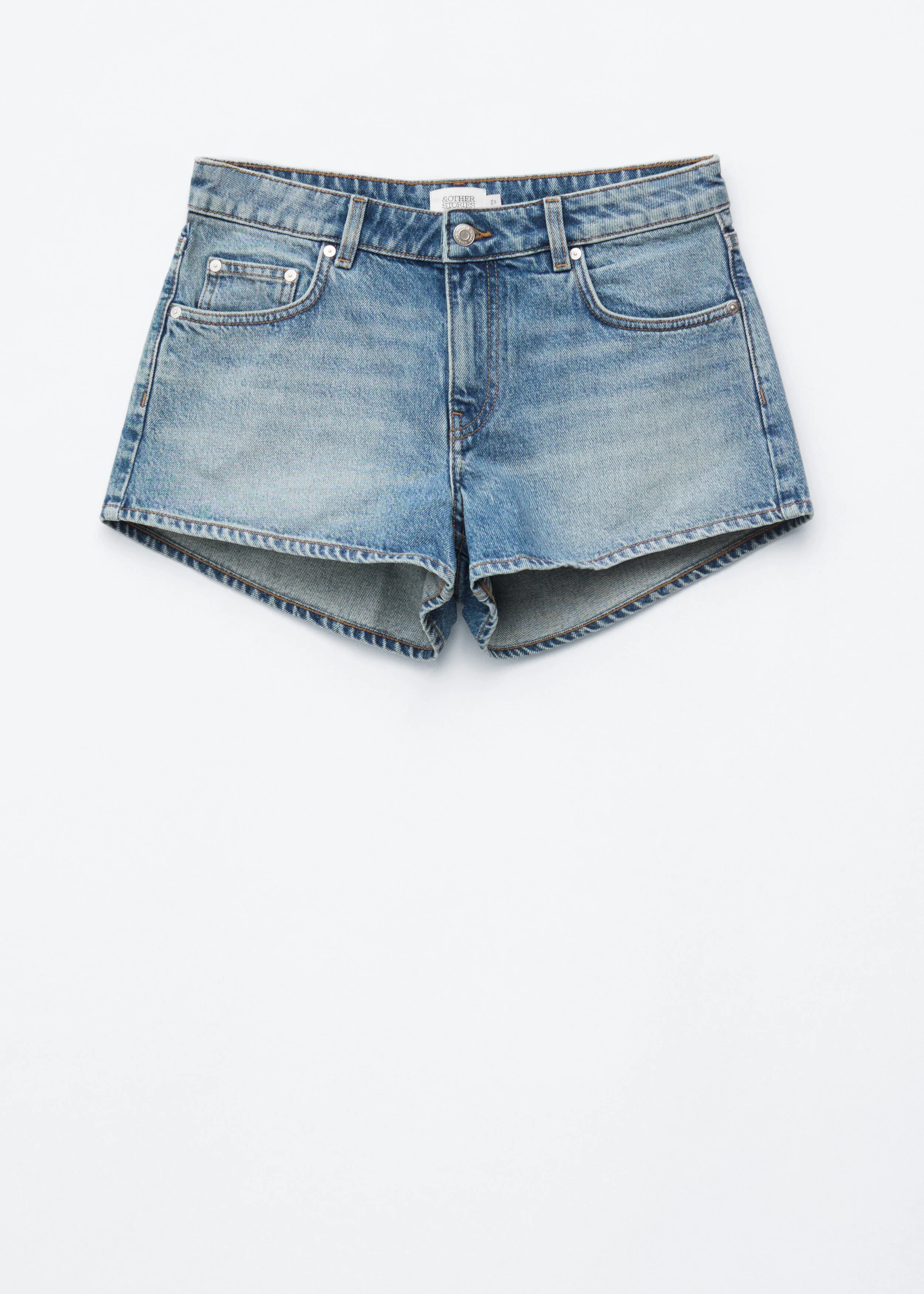 Low-Waist Denim Mini Shorts - 1