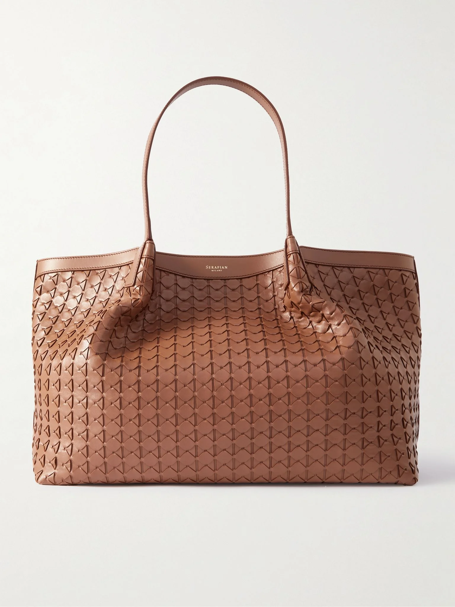 Secret large woven leather tote Tan - 1