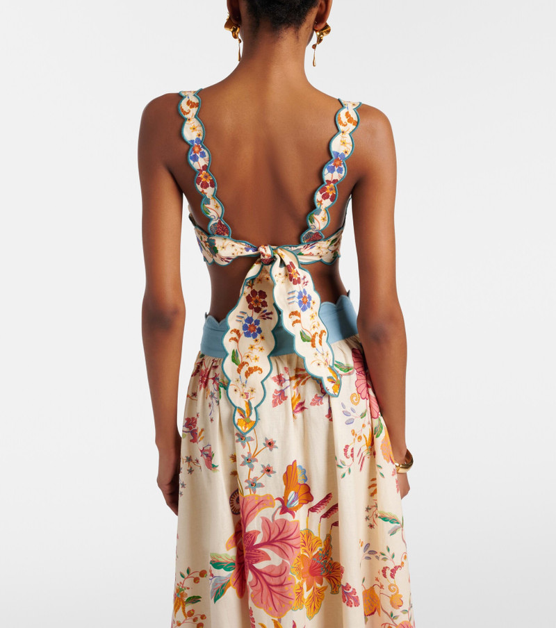 Floral Scarves scalloped linen crop top 4