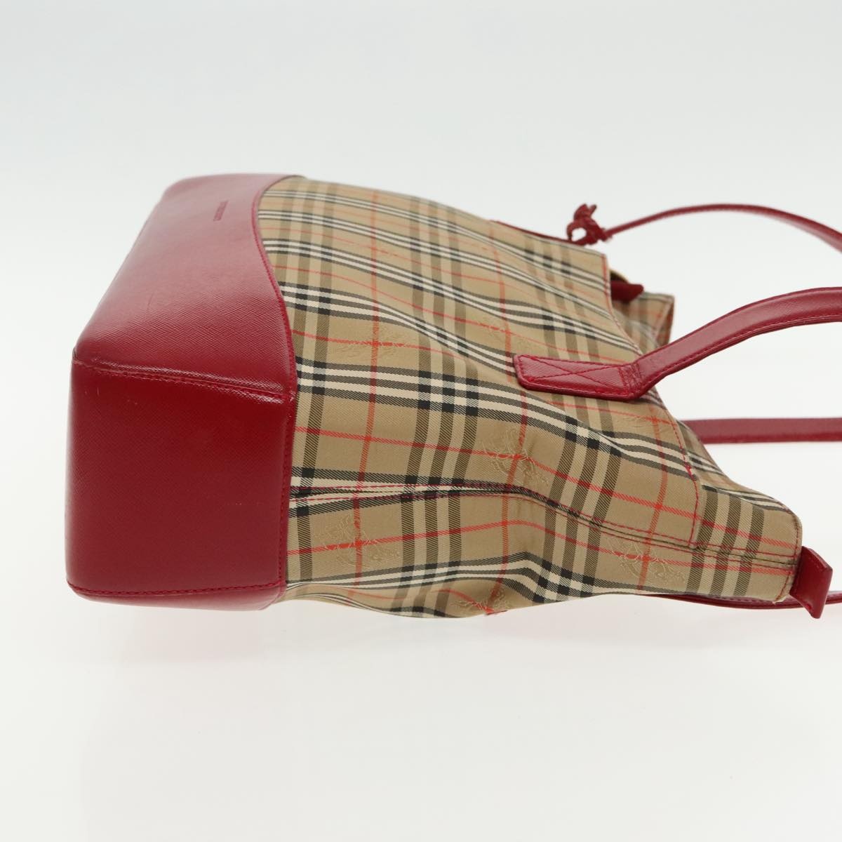 Burberry Nova Check Tote Bag Canvas Red Beige - 3
