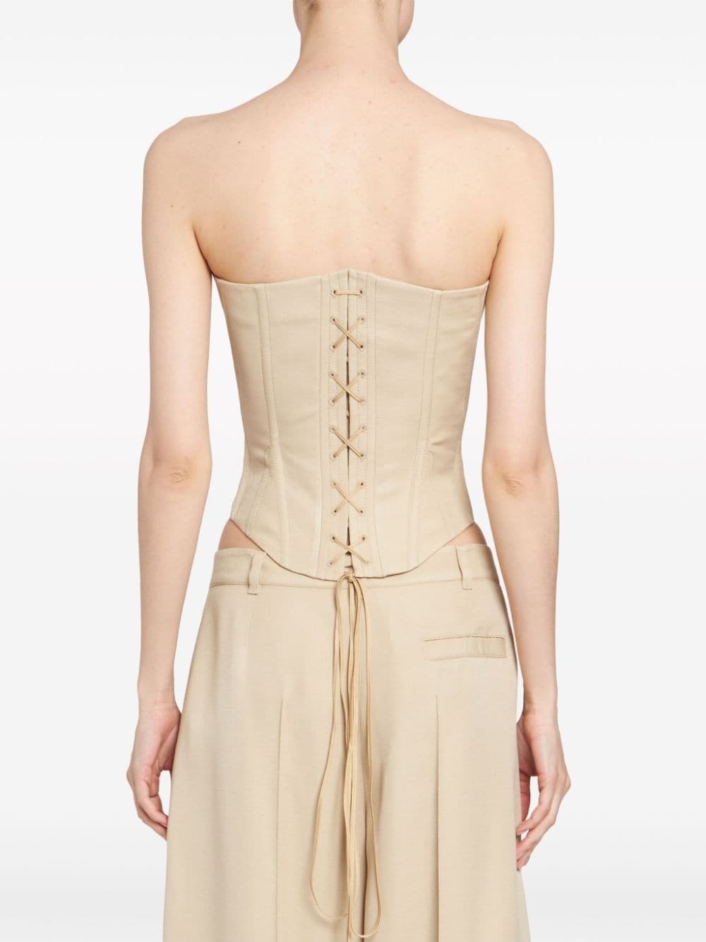 panelled corset-style strapless top - 3