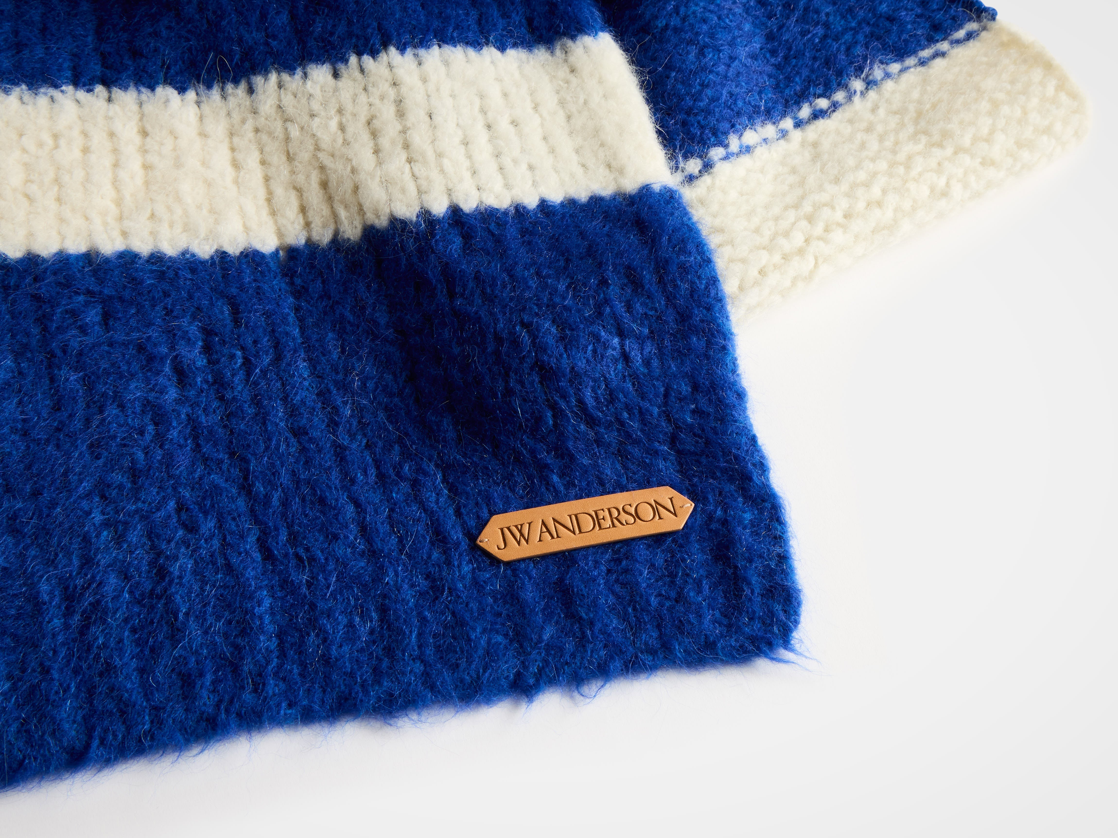 STRIPED SCARF IN ROYAL BLUE & WHITE - 5