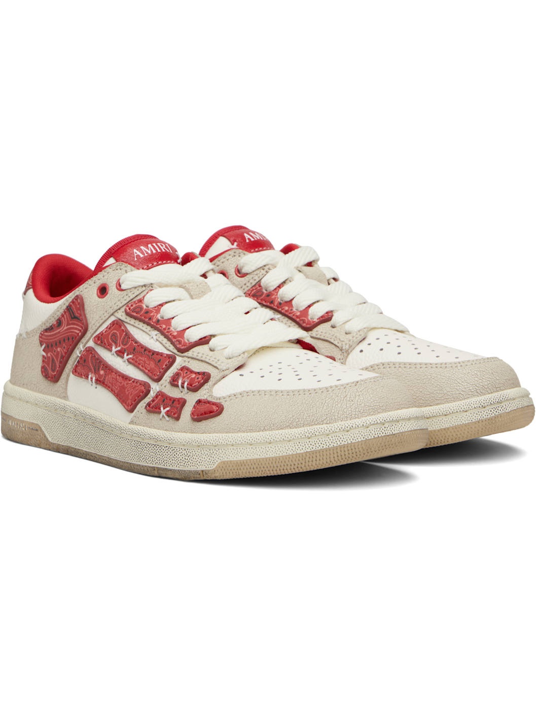 Red & White Bandana Skel Top Low Sneakers - 4