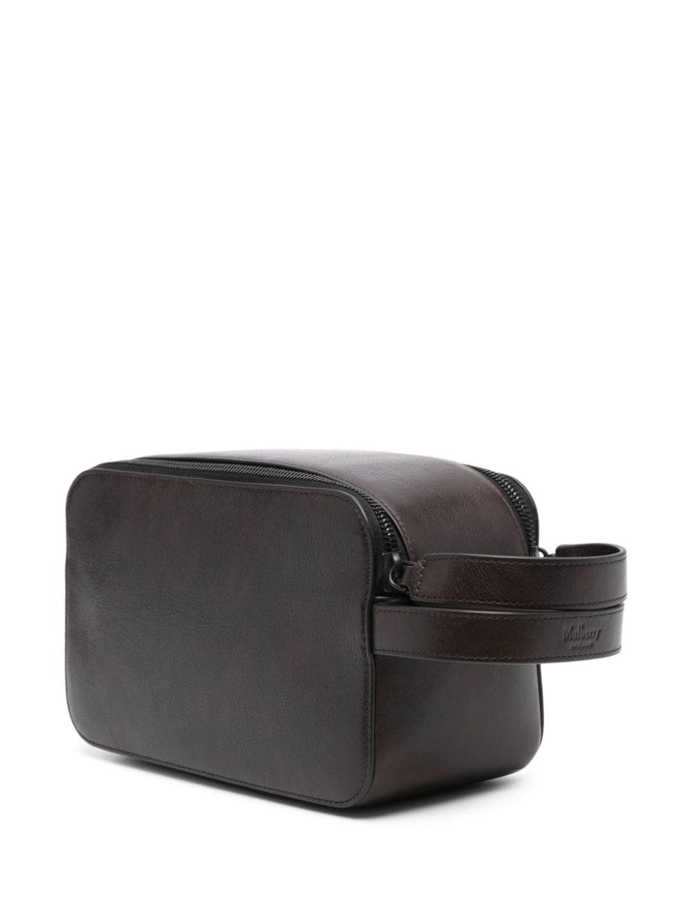 double-zip leather wash bag - 2