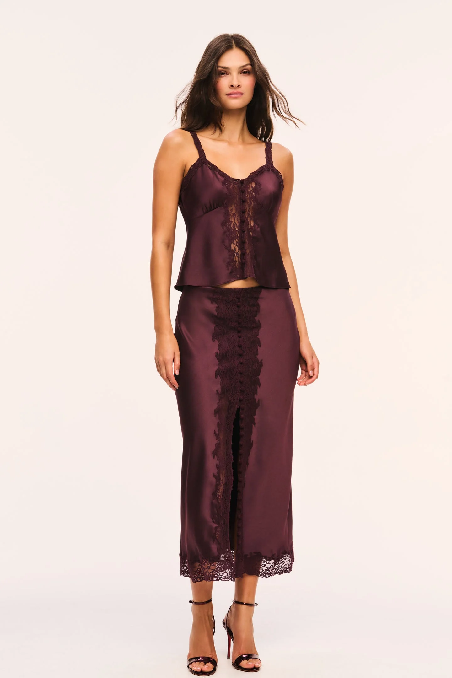 Tirelle Satin and Lace Maxi Skirt - 1