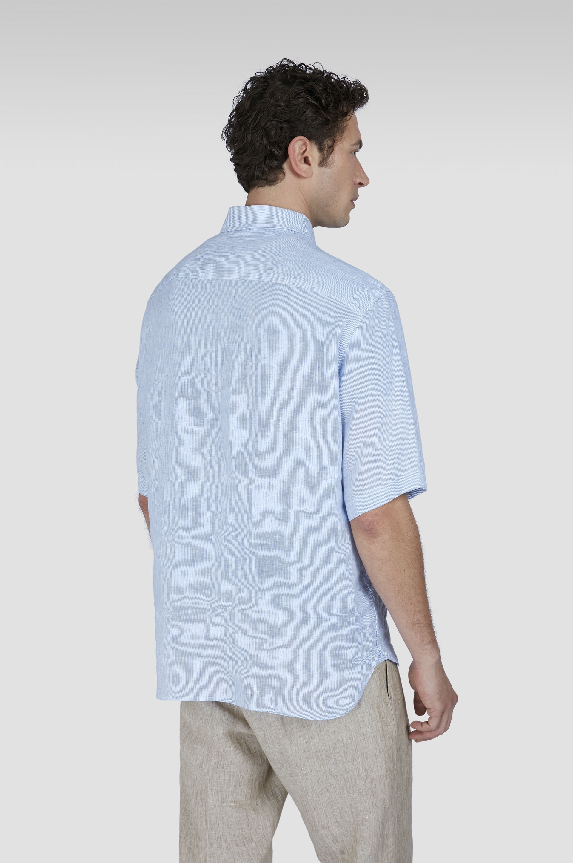 LINEN POPOVER SHIRT WITH SHORT SLEEVES - 3