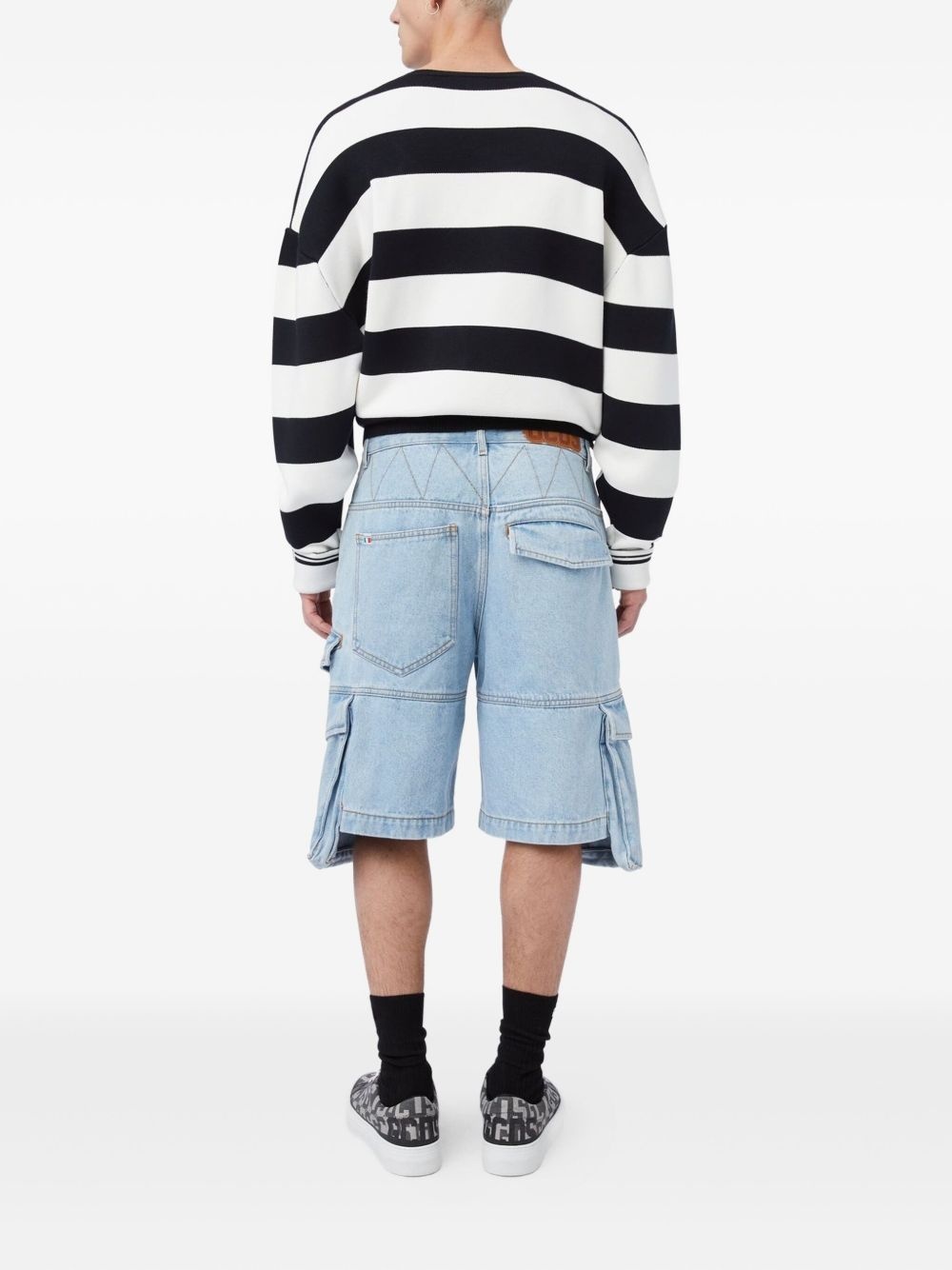 denim cargo shorts - 4