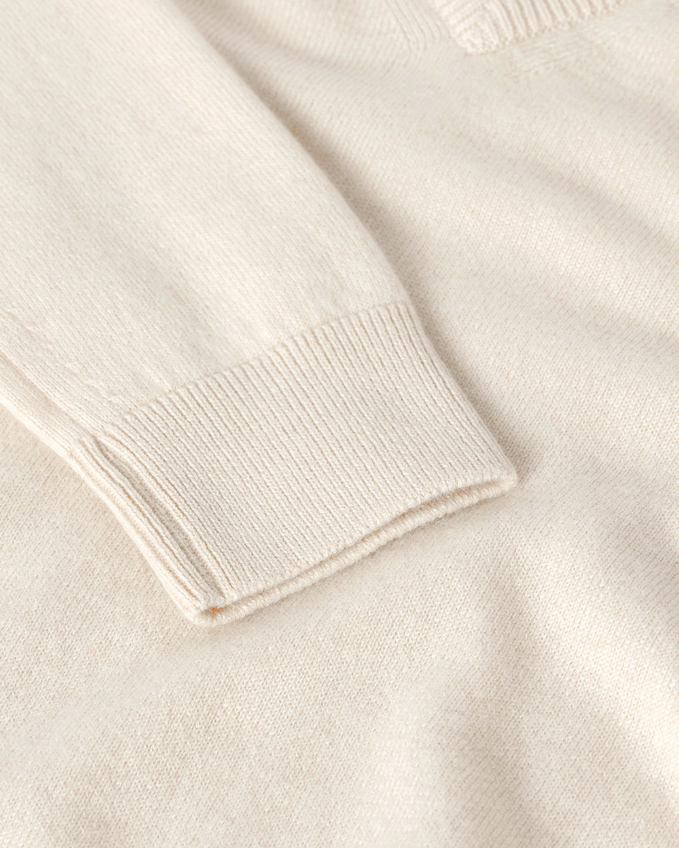 Classic Cashmere Cream V Neck Jumper - 6