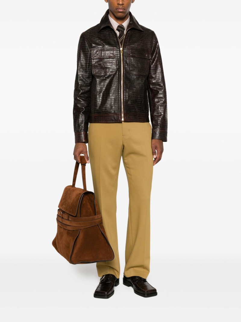 AMIRI embossed-leather zip-front jacket outlook