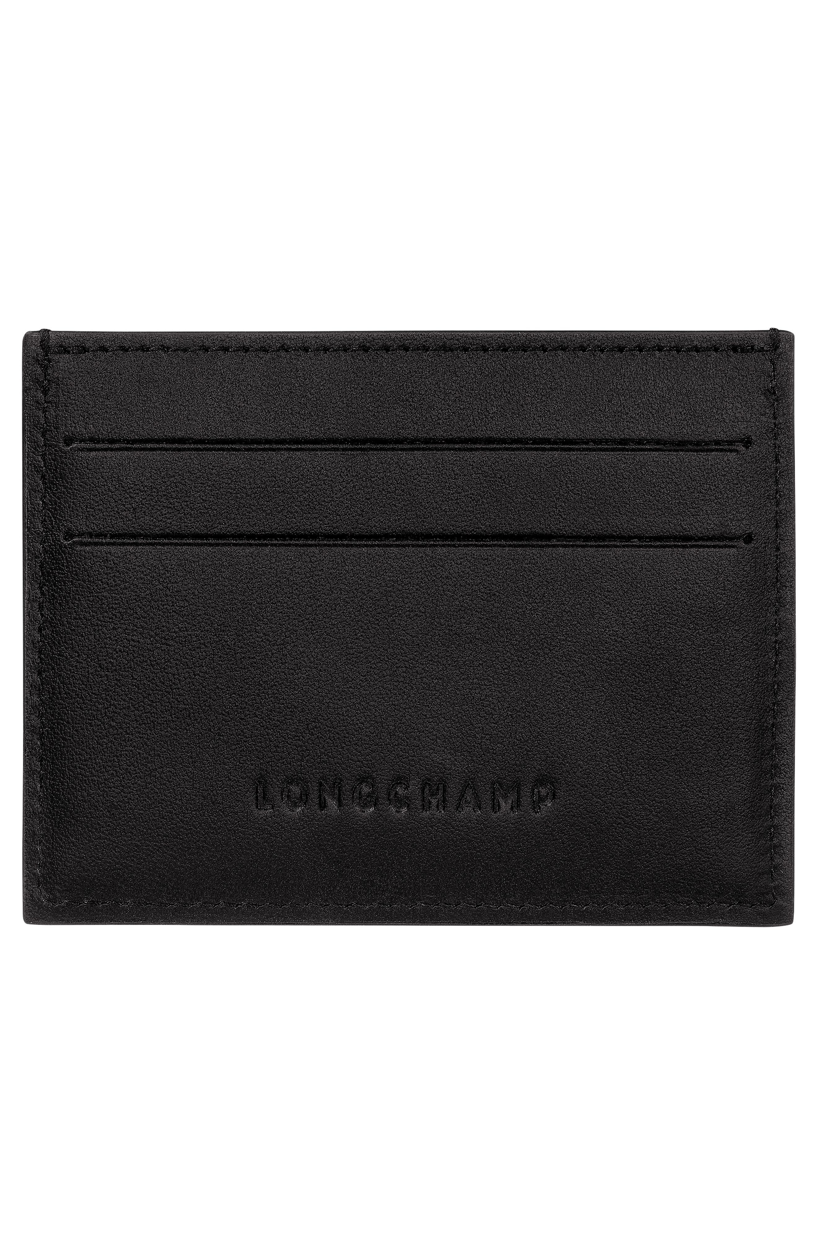 Longchamp Le Roseau Leather Card Case in Black at Nordstrom - 2