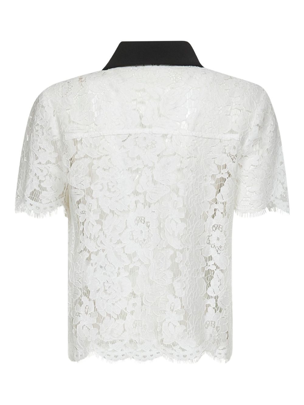 floral-lace short-sleeve shirt - 2