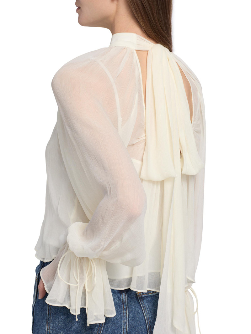 Women's Roux Sheer Shirred Blouse - Ivory 6