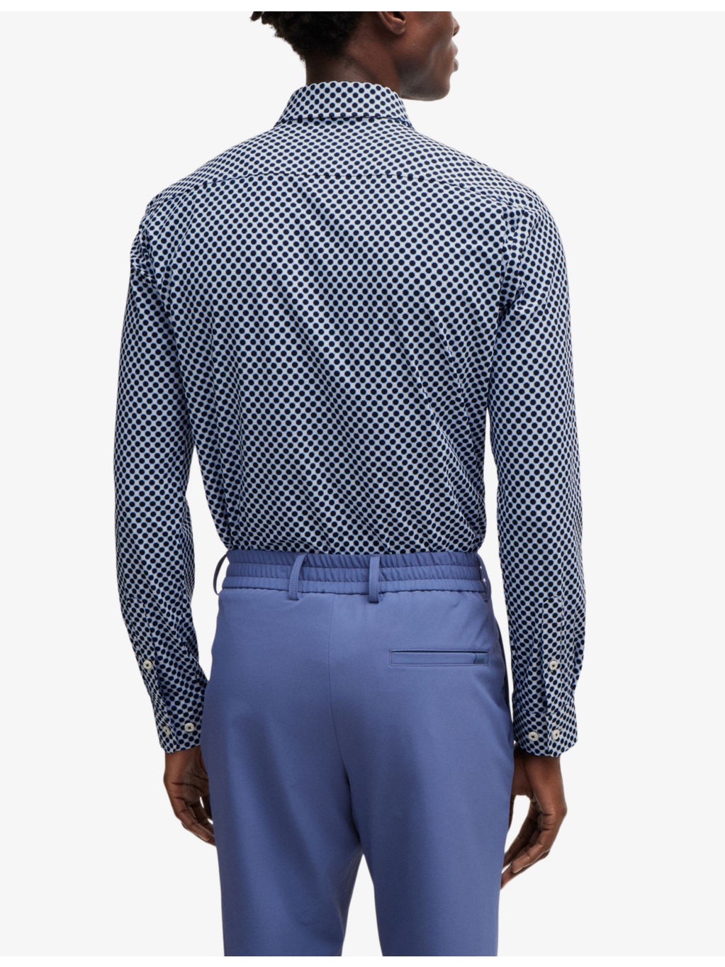 Slim-fit micro square-print stretch-woven shirt - 4