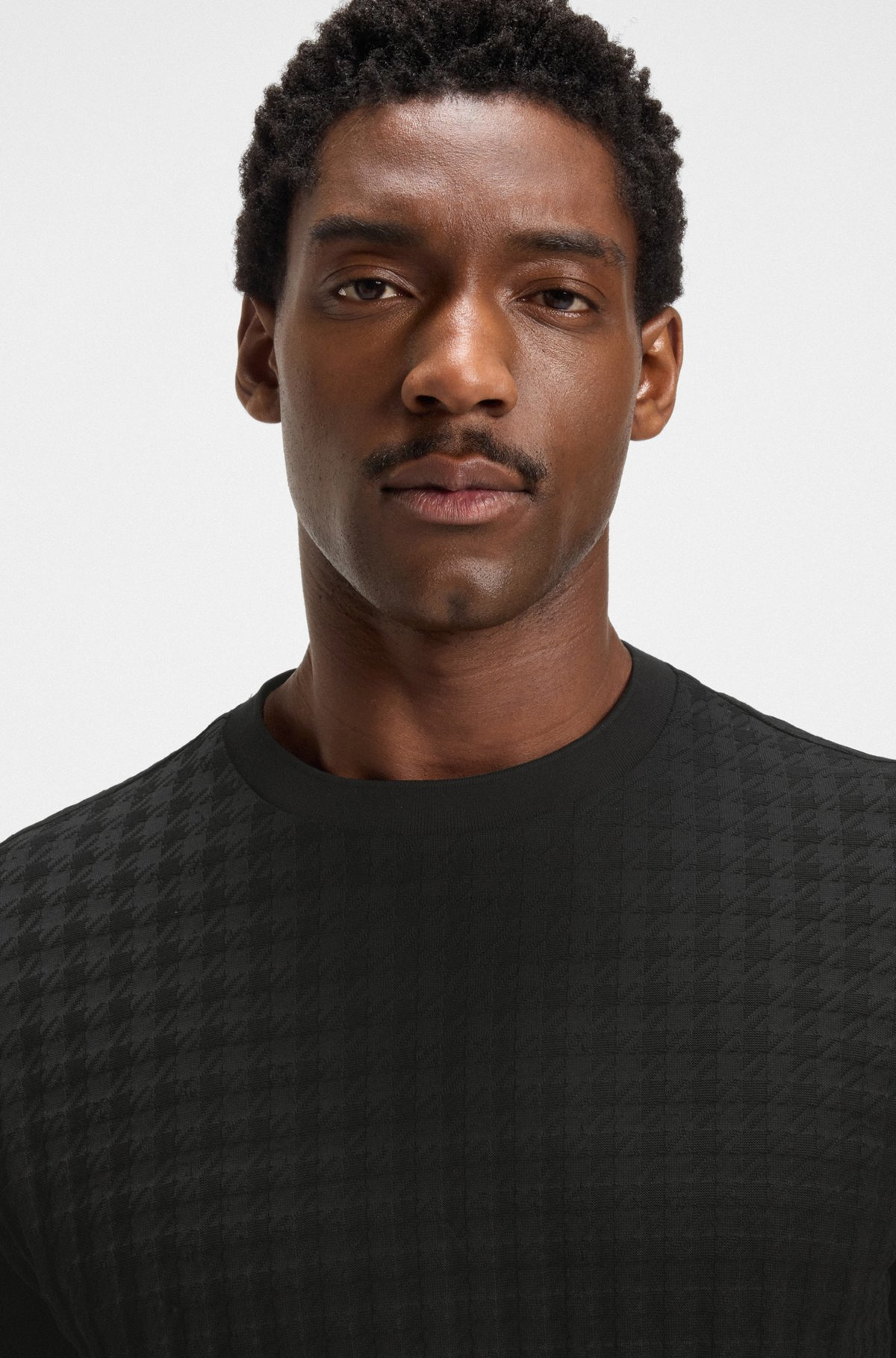 PORSCHE X BOSS HOUNDSTOOTH-PATTERNED T-SHIRT IN MERCERIZED COTTON - 3