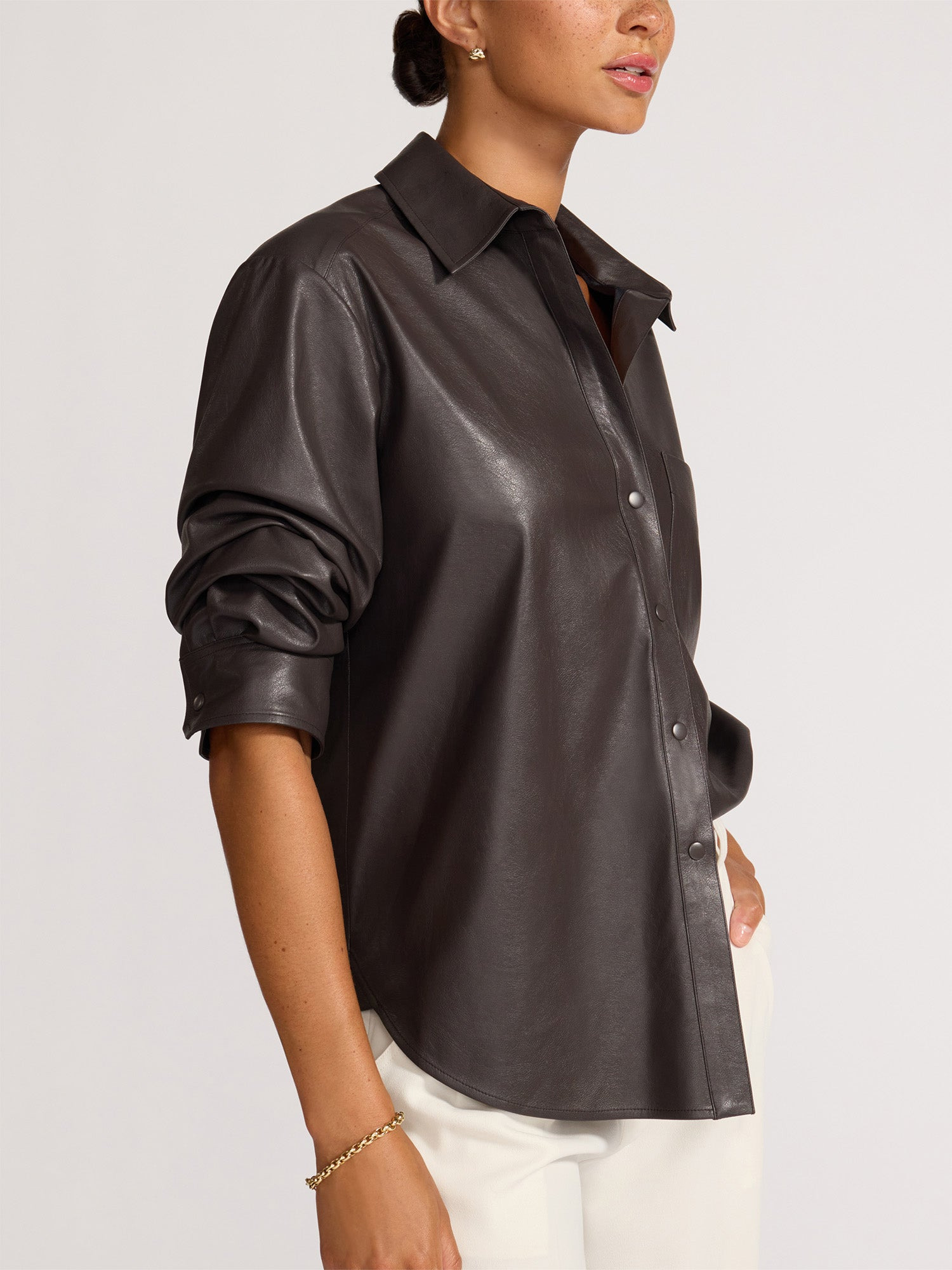 The Pia Vegan Leather Shirt - 4