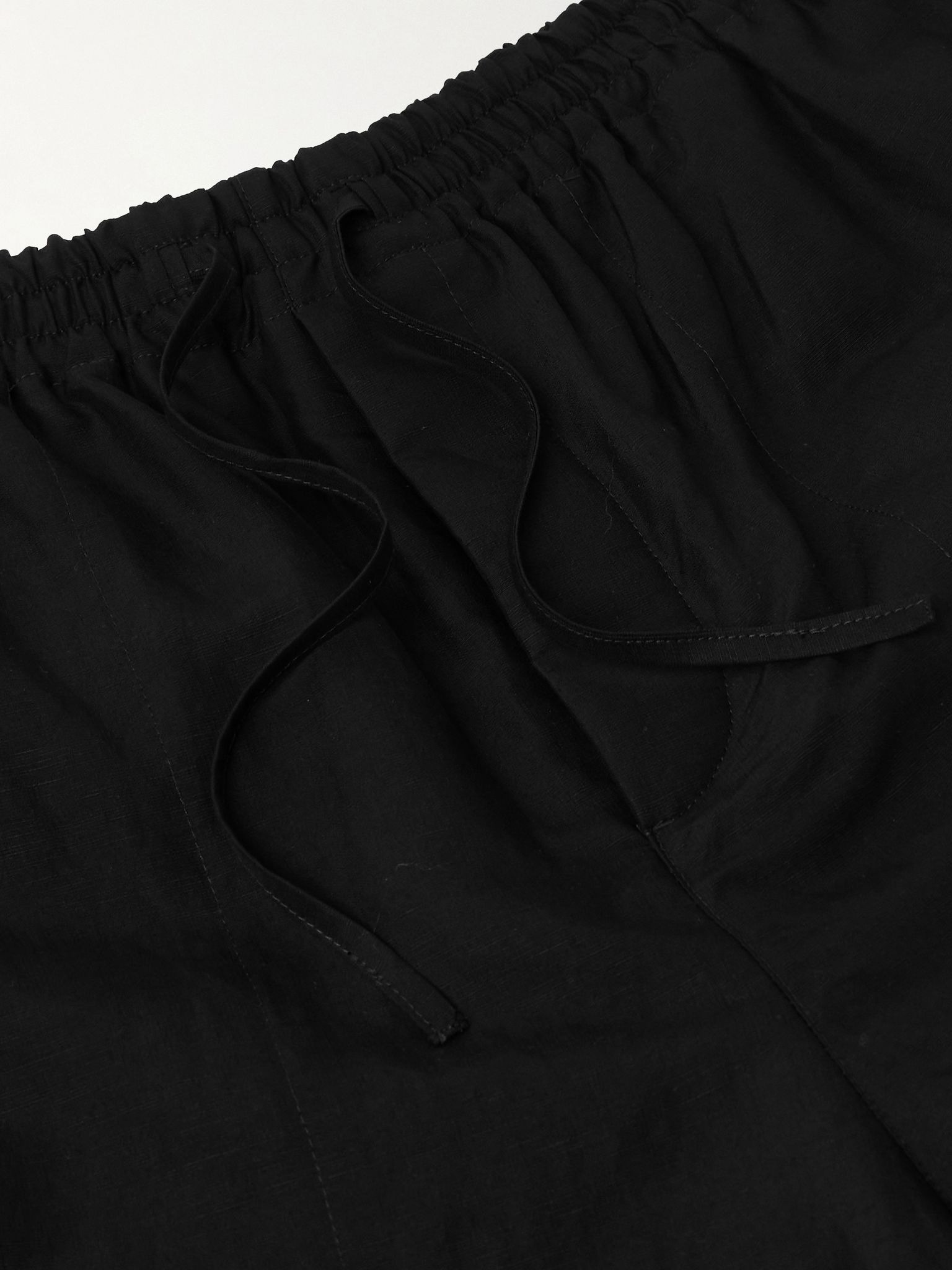 + Paula's Ibiza Wide-Leg Cropped Woven Drawstring Trousers Black - 6