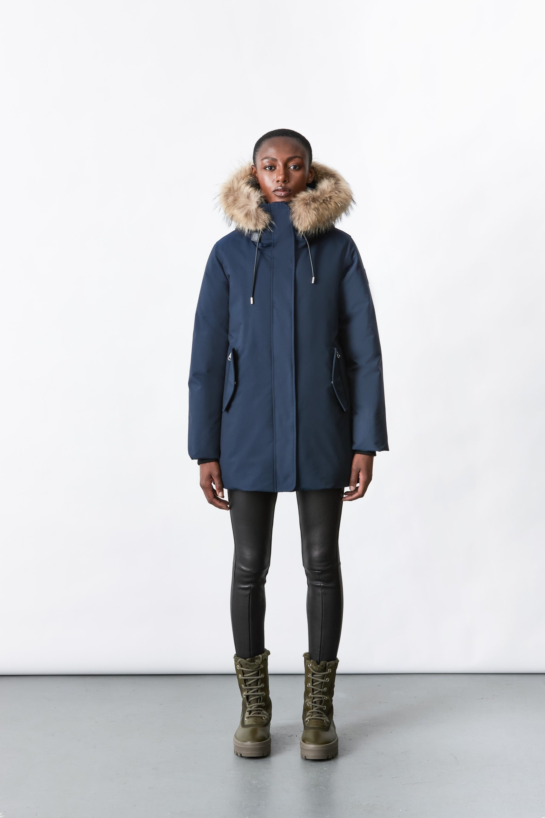 KINSLEE 2-in-1 oversized down parka with bib and natural fur - 8