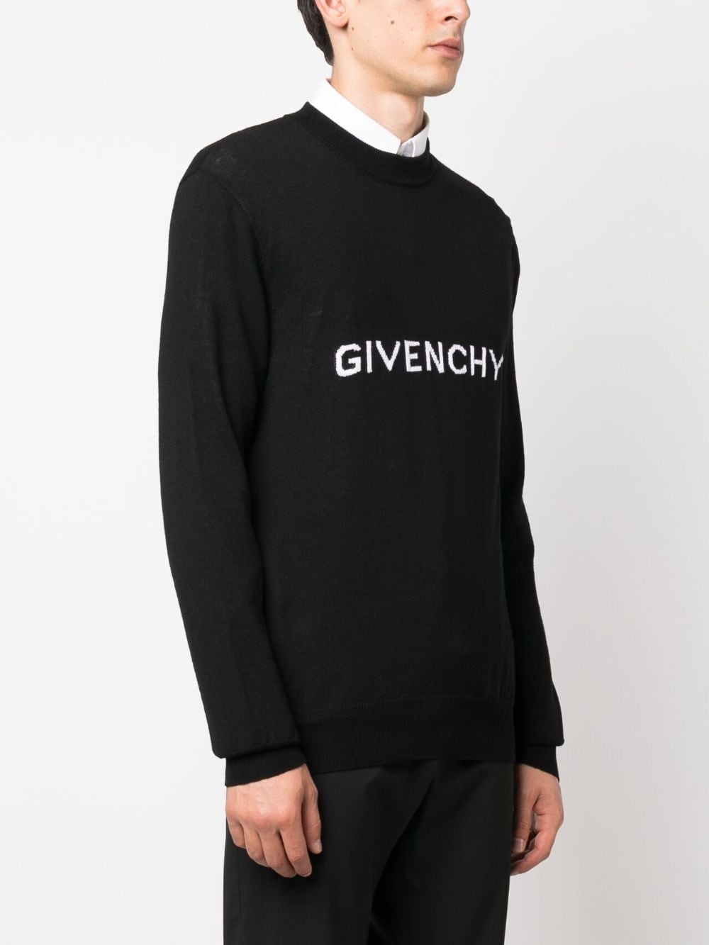 logo intarsia wool jumper - 3