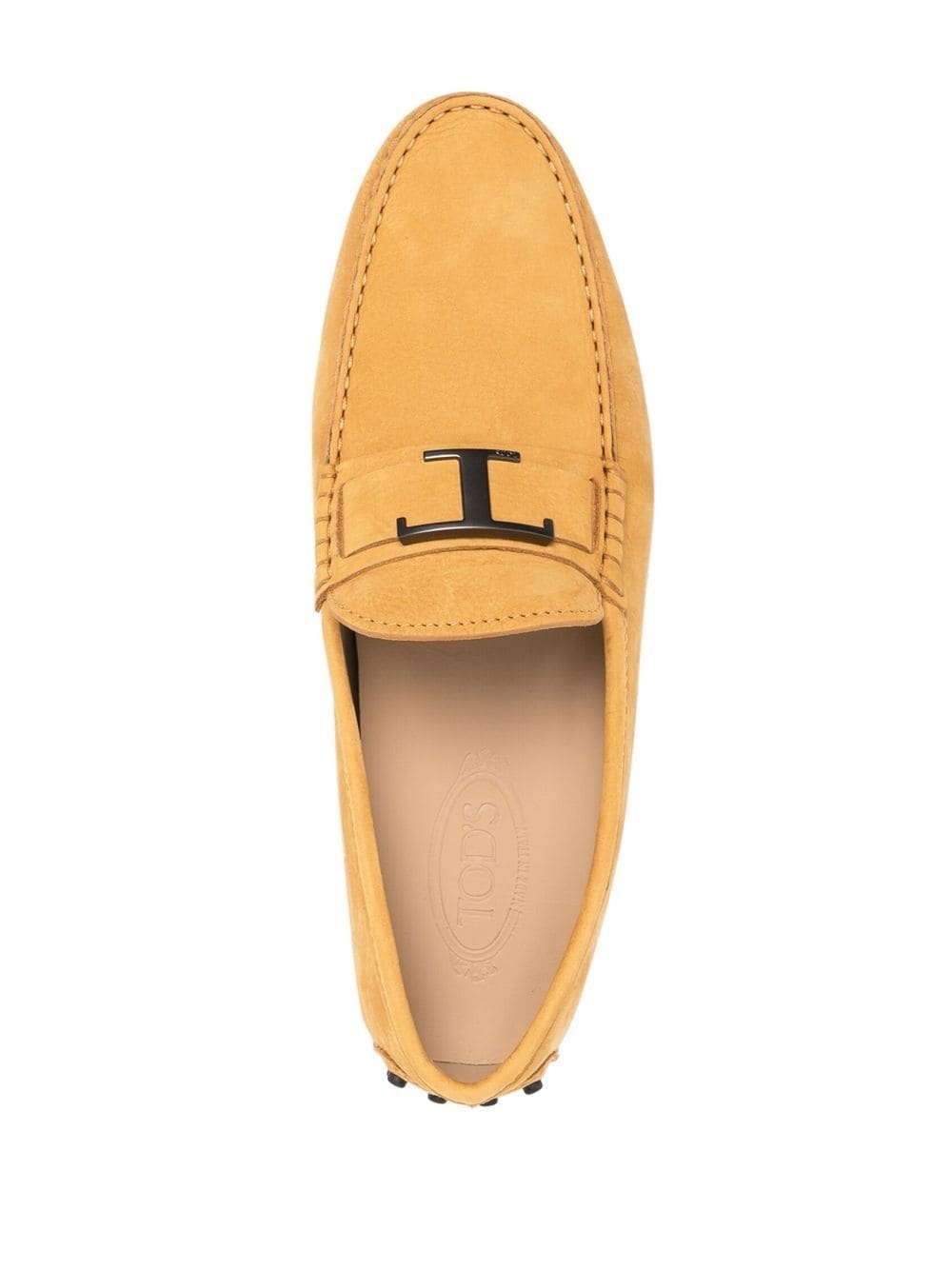 logo-plaque suede loafers - 4