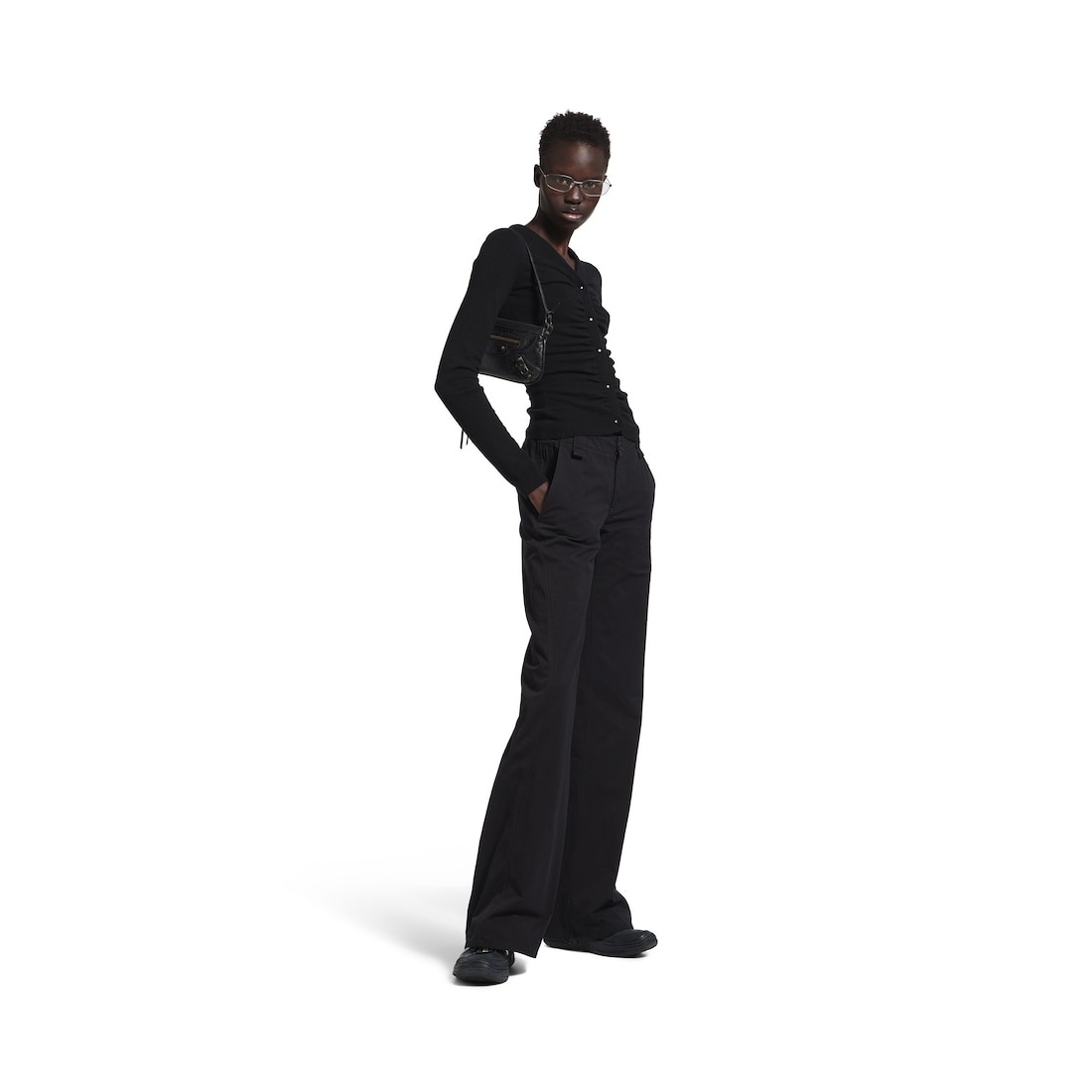 Women's Ruching Cardigan in Black - 2