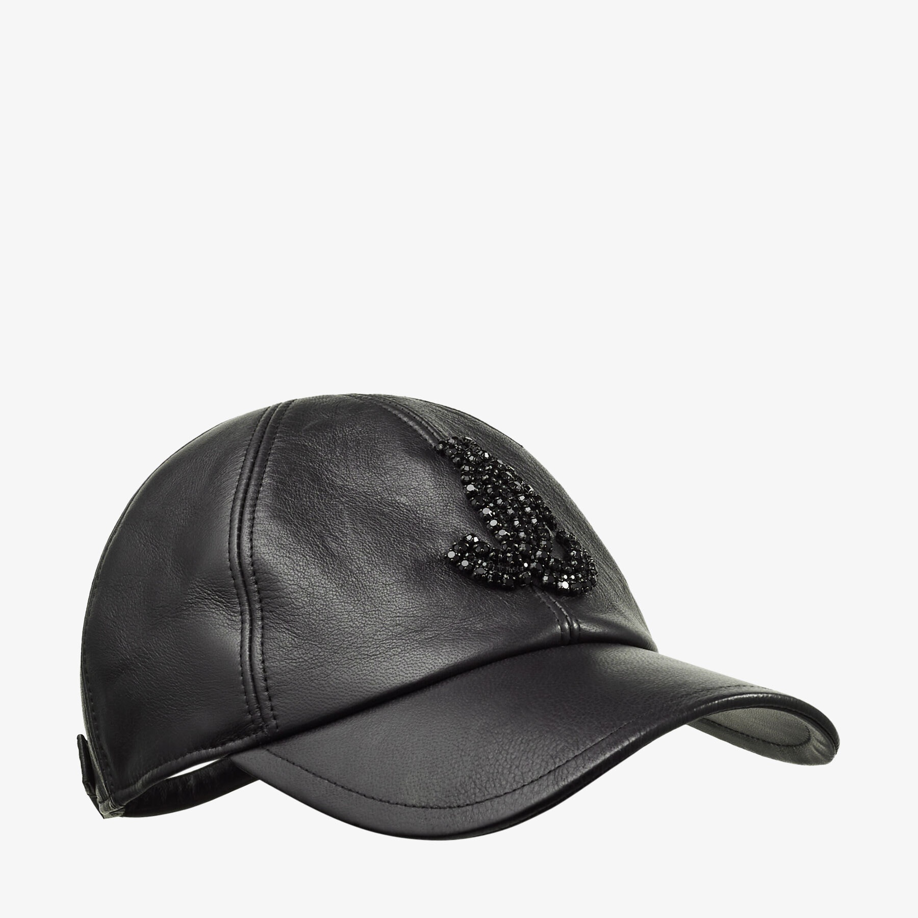 Saby
Black Leather Baseball Cap with Crystal JC Logo - 2