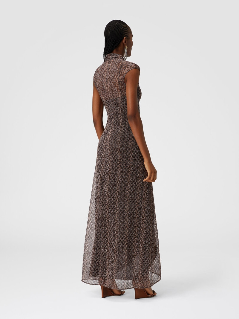 Long lamé lace dress with torchon neckline 3