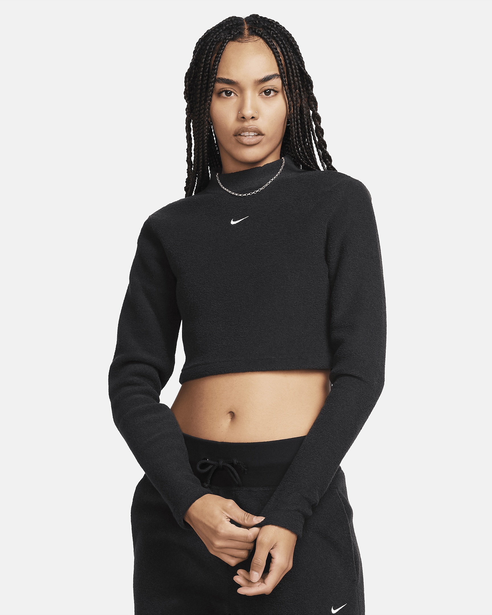 Nike Sportswear Phoenix Plush Women's Slim Mock-Neck Long-Sleeve Cropped Cozy Fleece Top - 1