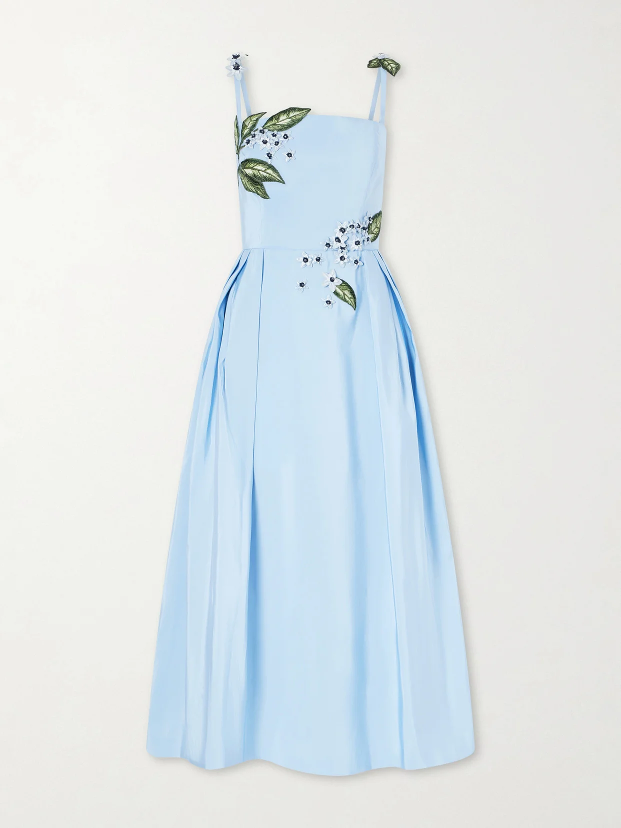 Floral-embellished Silk Midi Dress - 1