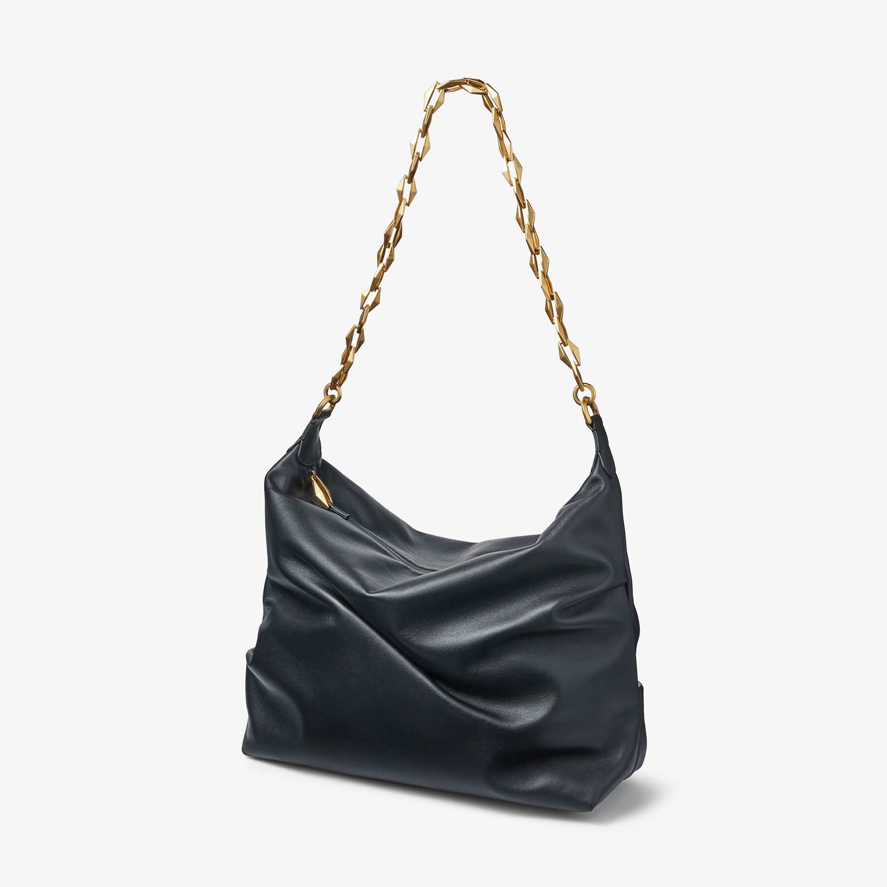 Diamond Soft Hobo M
Black Soft Calf Leather Hobo Bag with Chain Strap - 4