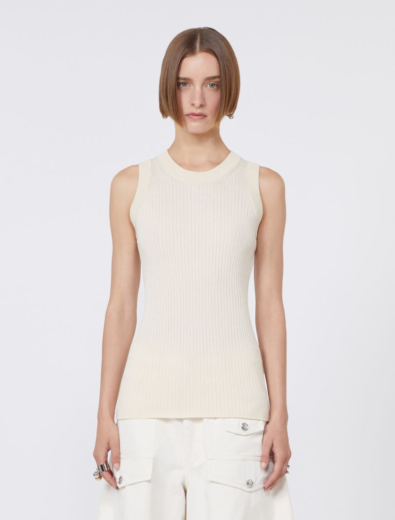 Cotton vest top - ecru 3