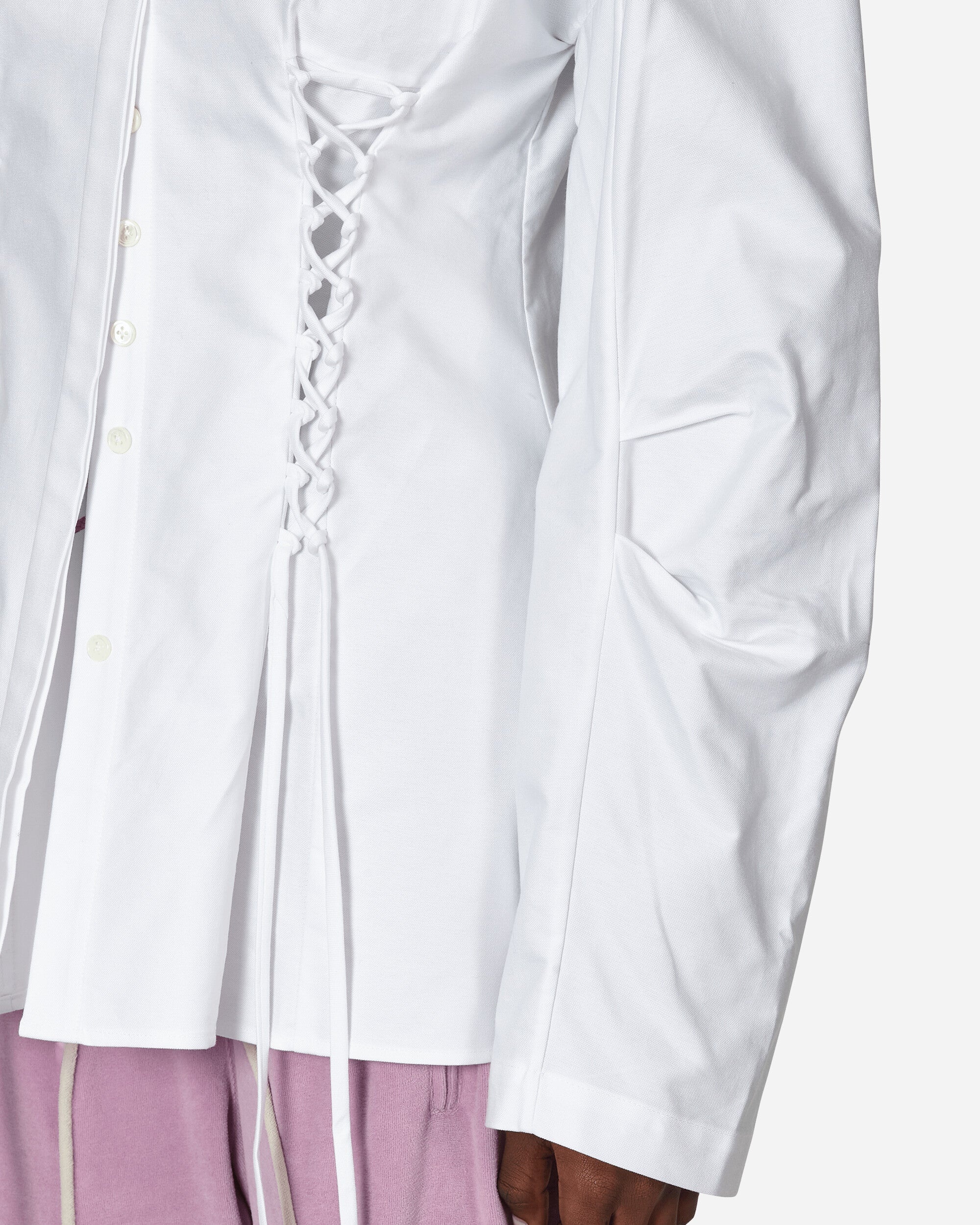 Oxford Laced Button Down Shirt White - 5