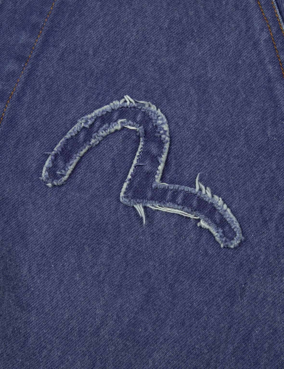 SEAGULL AND SLOGAN EMBROIDERY OVERSIZED  DENIM COACH JACKET - 11