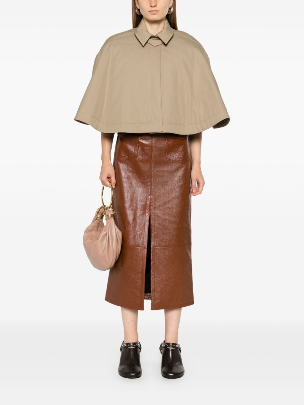 cropped gabardine cape - 2