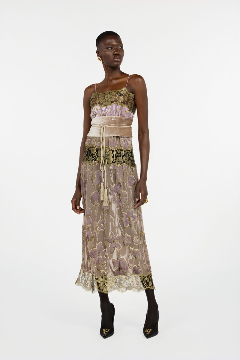 Roberto Cavalli Nude And Lilac Dress With Floral Pattern outlook
