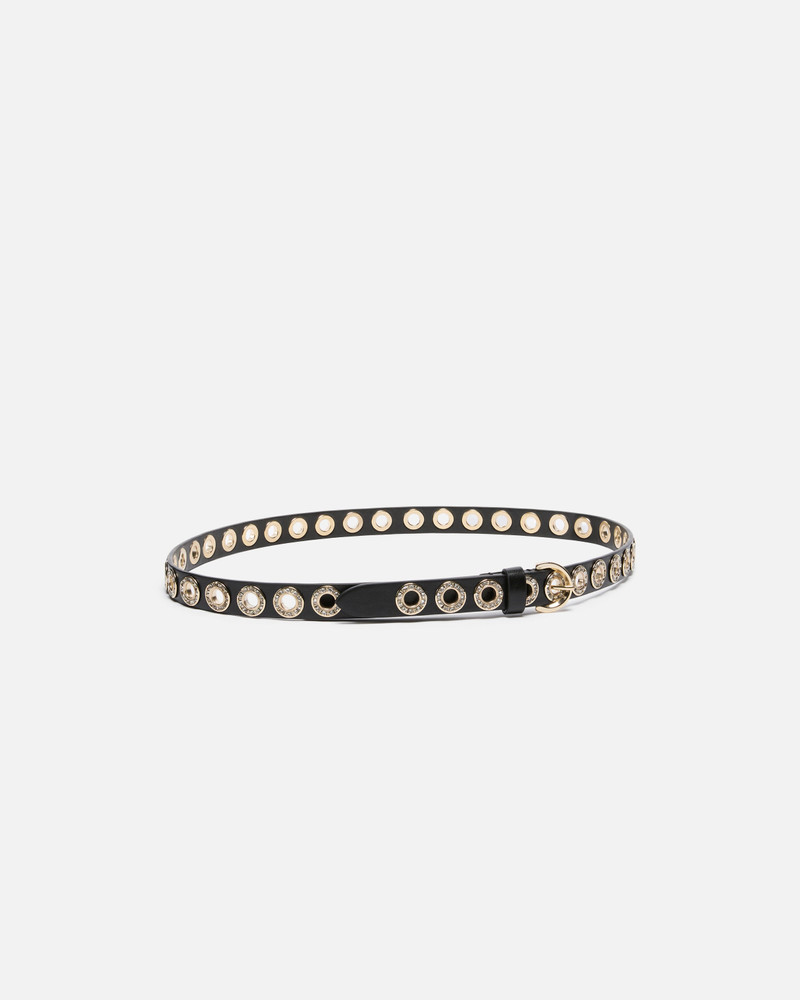 PINKO LEATHER BELT WITH JEWEL EYELETS, 2CM outlook