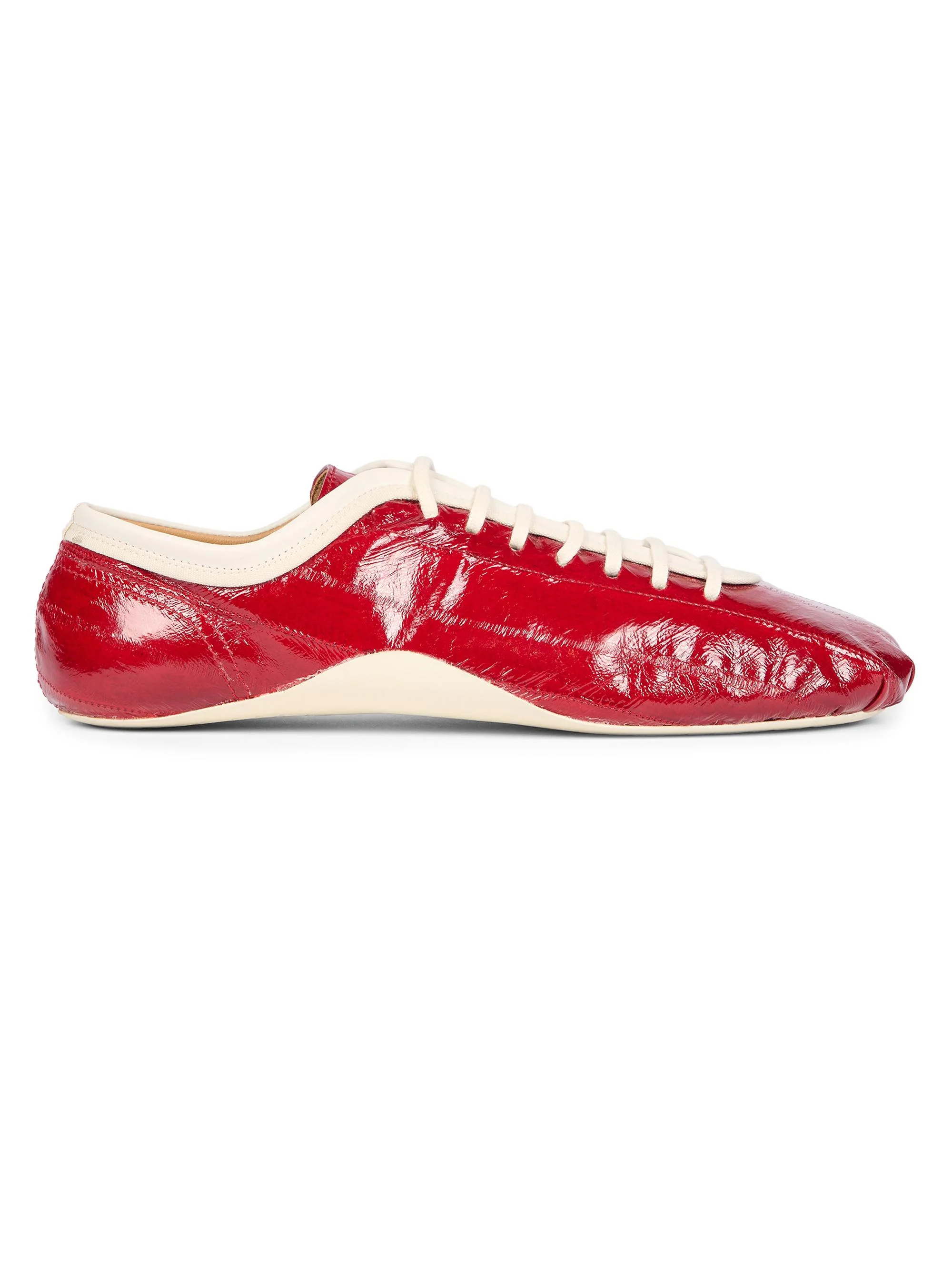 Women's Two-Tone Low-Top Patent Leather Sneakers - Red - 1