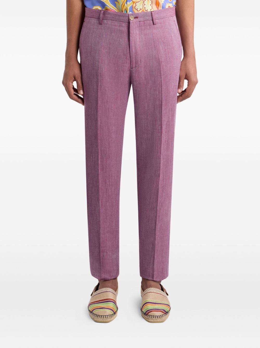 slub linen trousers - 3