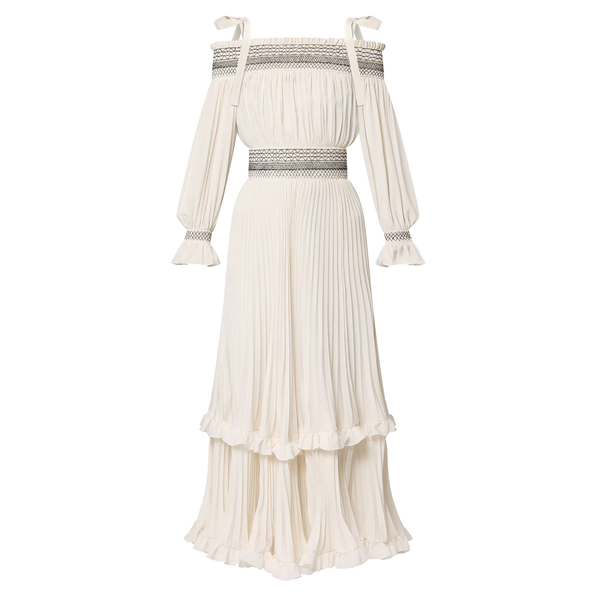 Embroidered Band Dress - 1