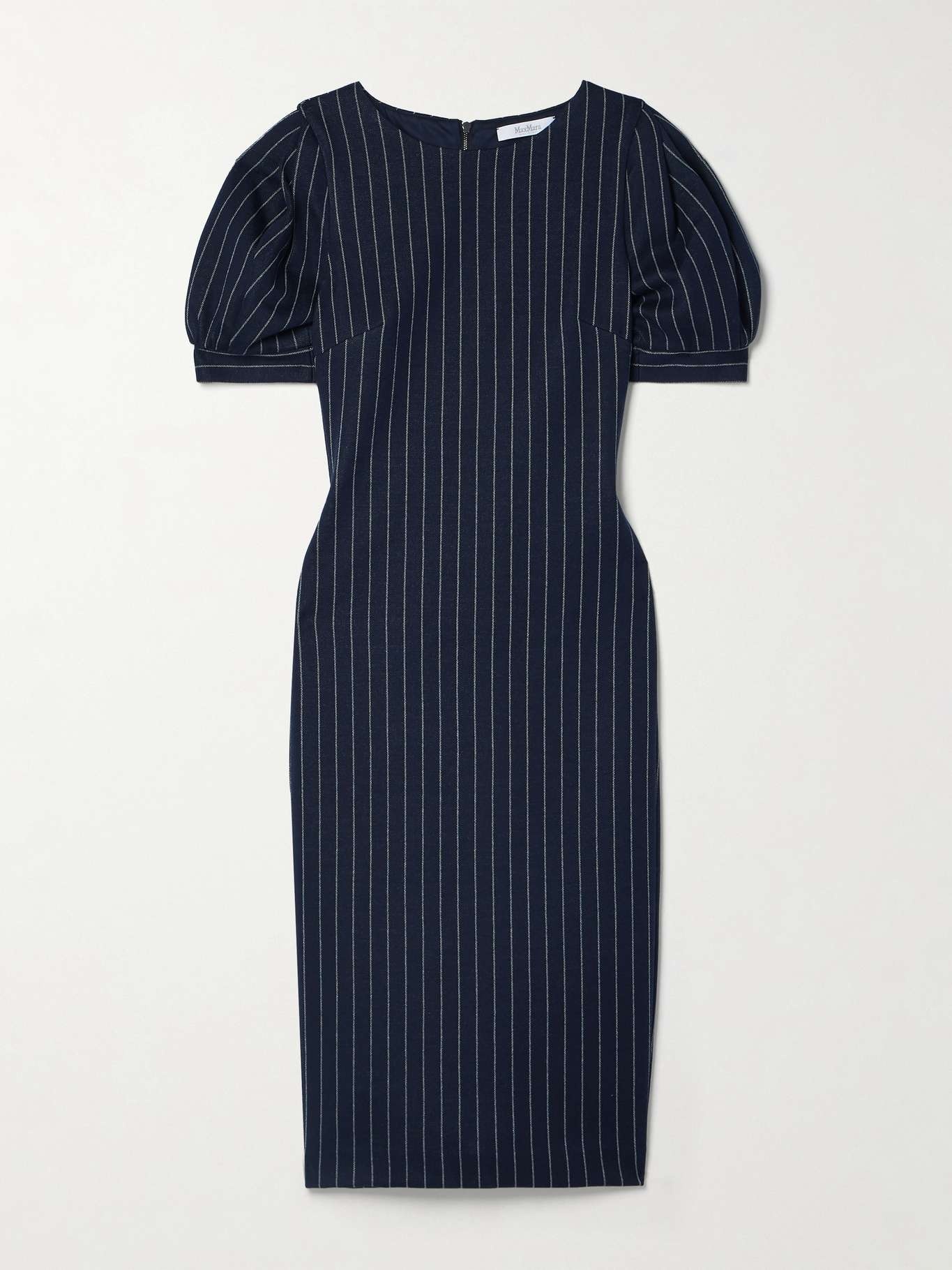 Pinstriped cotton, cashmere and silk-blend dress - 1