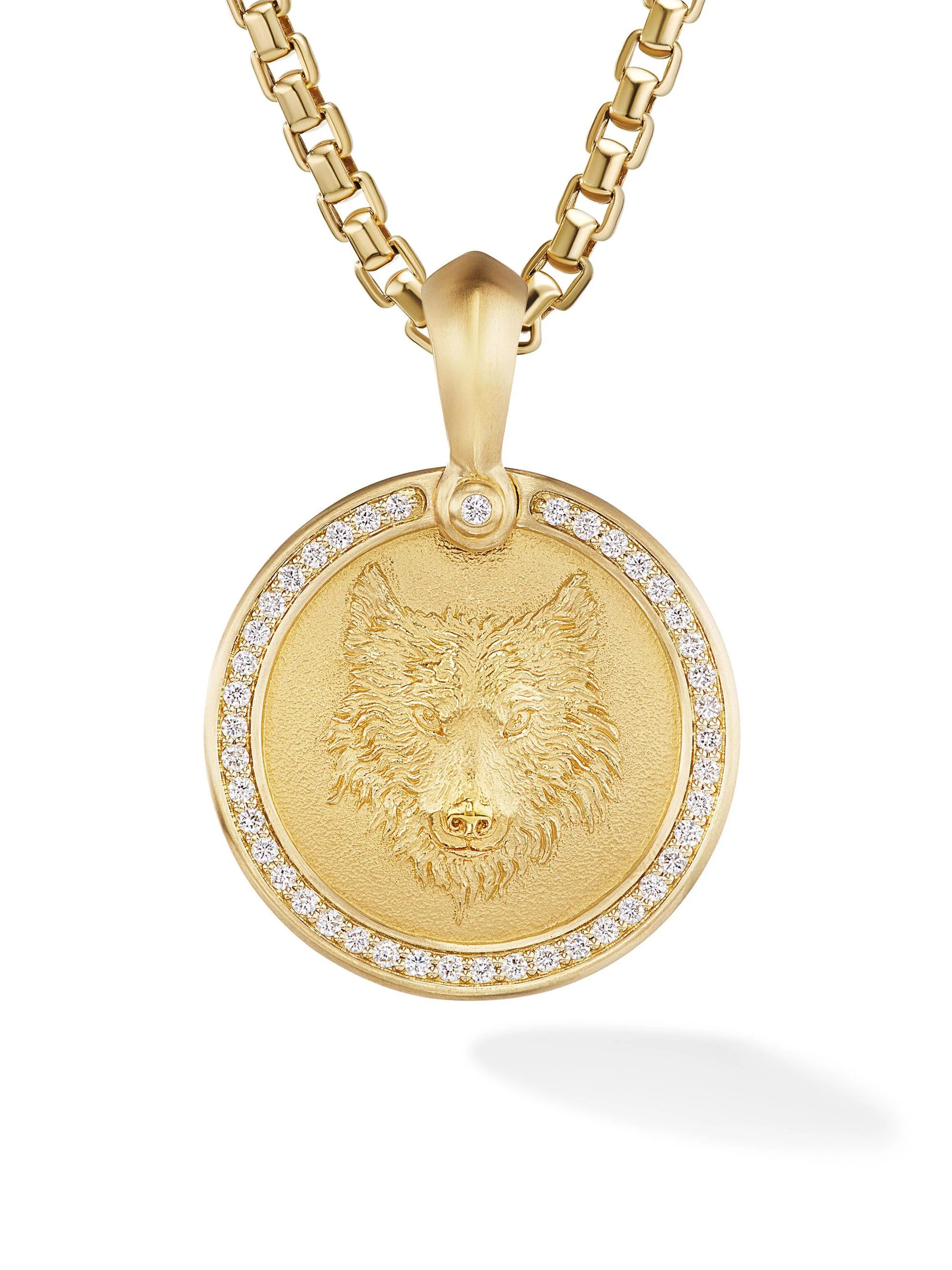 Men's Petrvs Wolf Amulet in 18K Yellow Gold - Diamond - 1