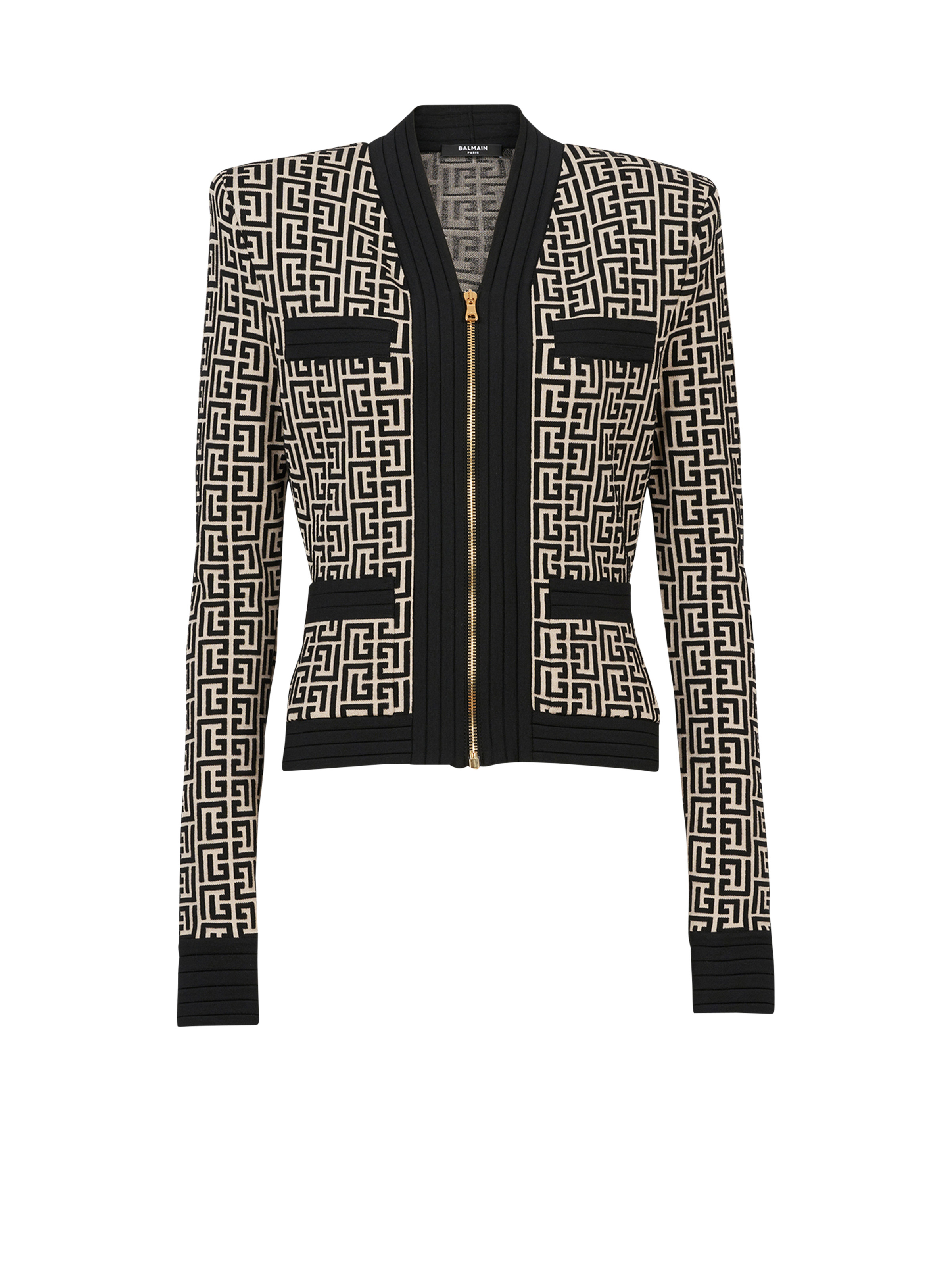 Knit cardigan with Balmain monogram - 1