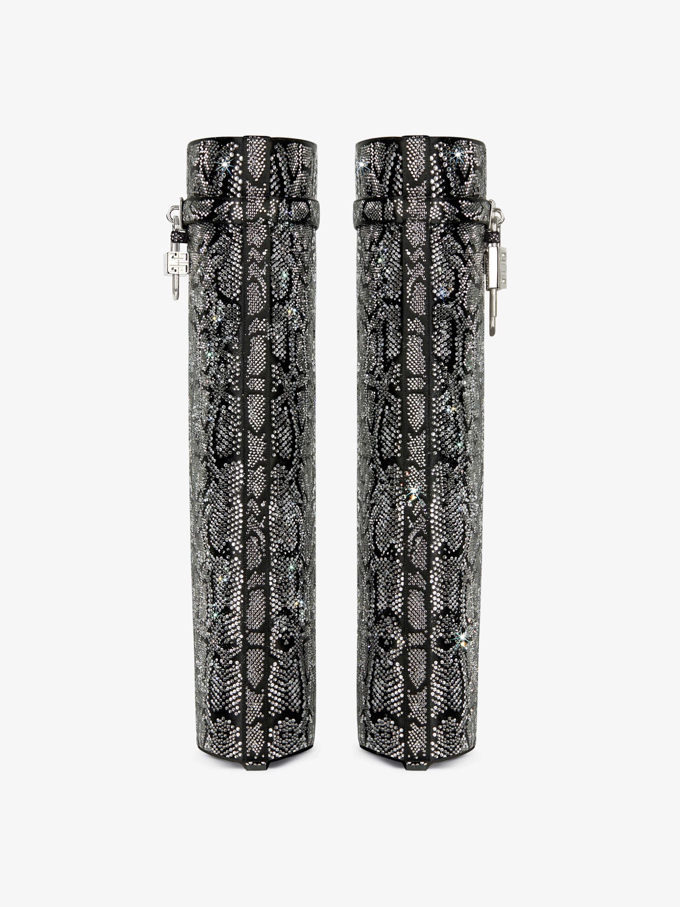 SHARK LOCK BOOTS IN SATIN WITH PYTHON EFFECT STRASS - 7