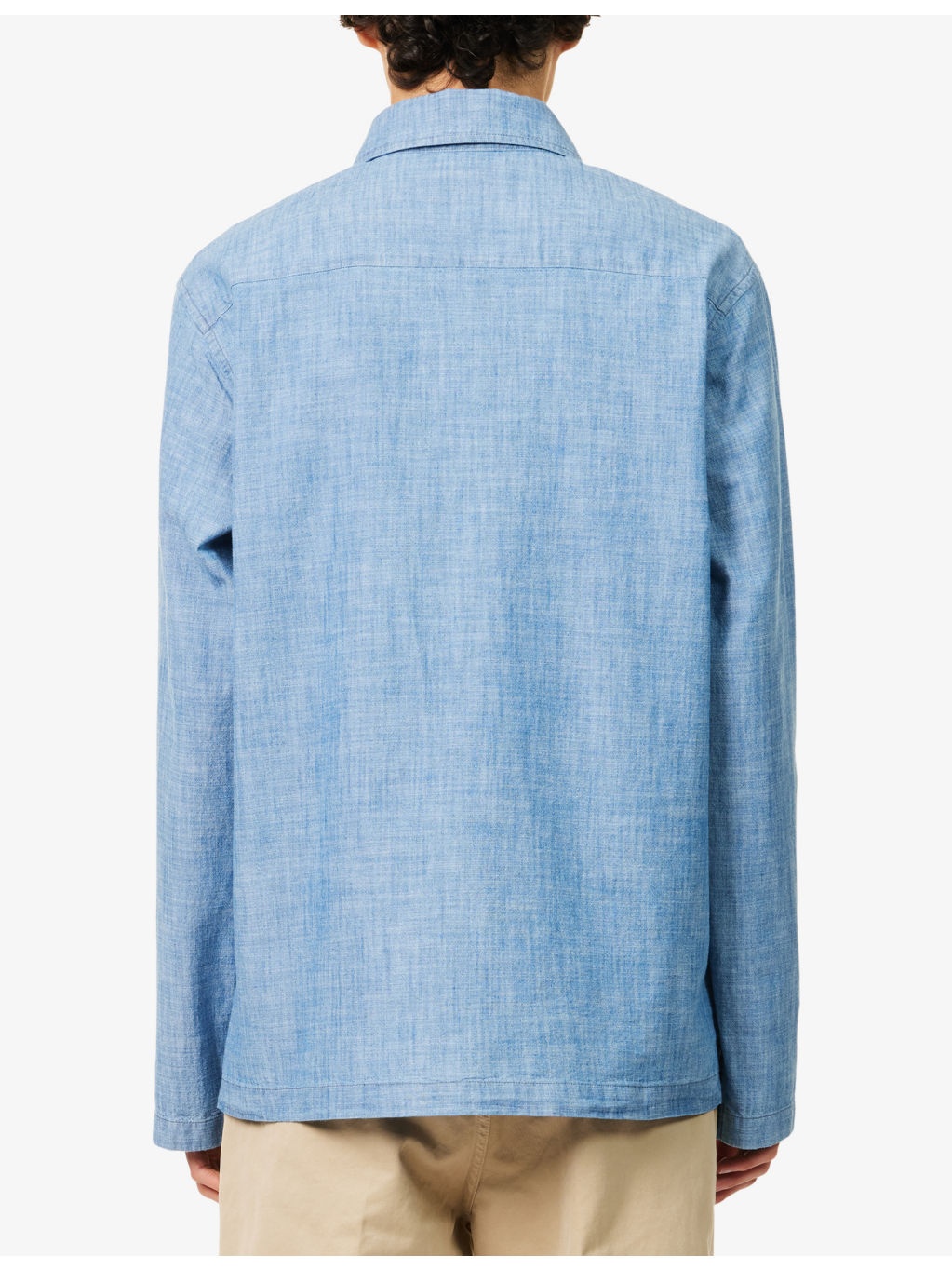 Chambray Spread-Collar Popover Cotton Shirt - 4