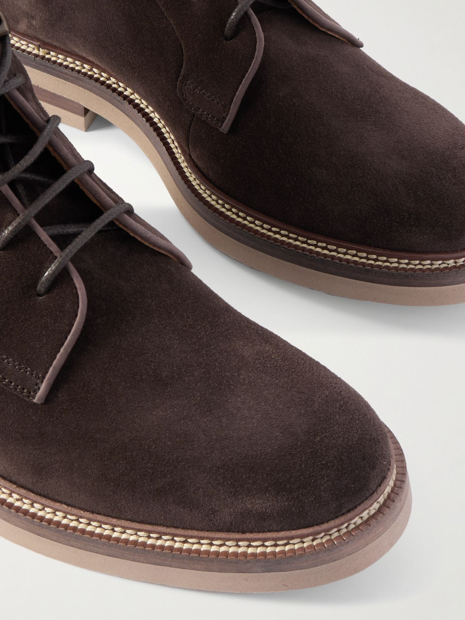 Suede Lace-Up Boots Dark brown - 5