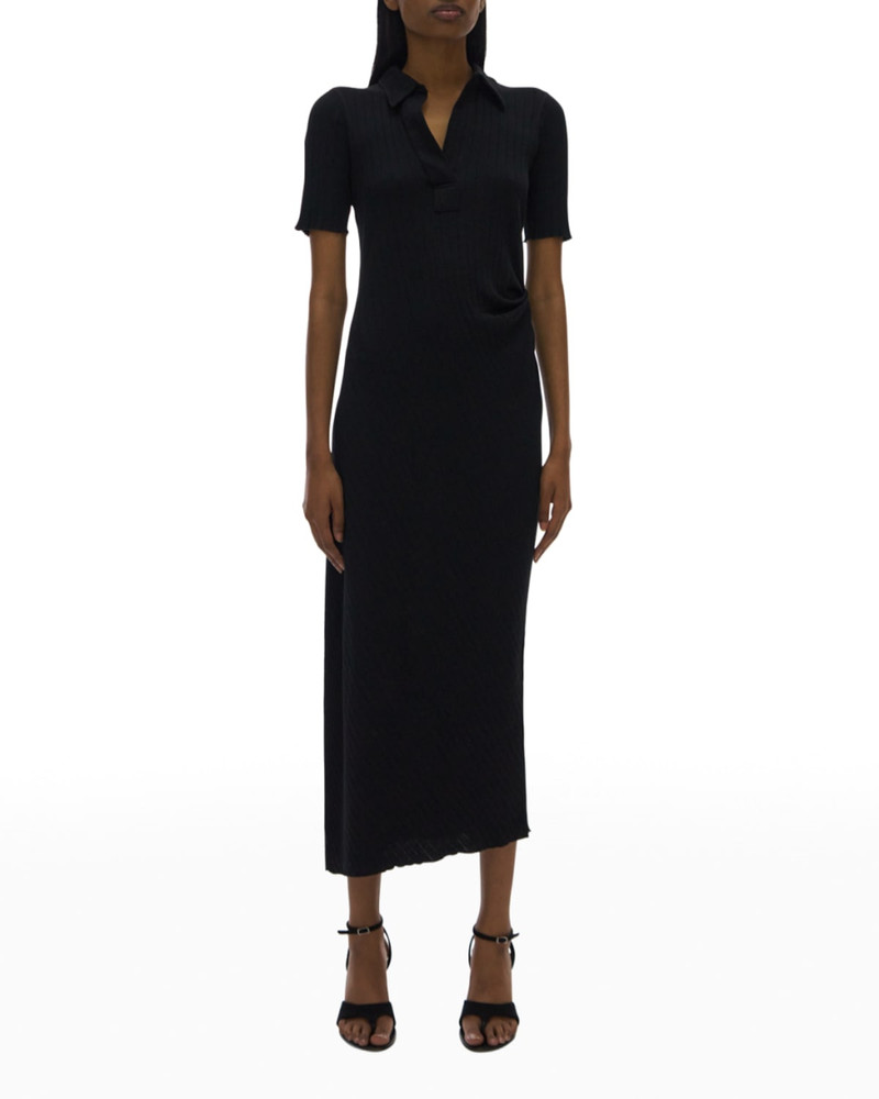 Helmut Lang Ribbed Knit Polo Midi Dress outlook