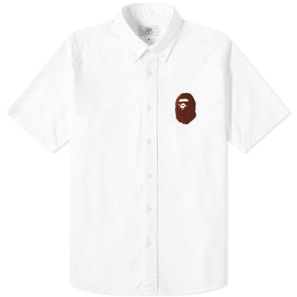 A Bathing Ape Short Sleeve Large Ape Head Oxford Shirt - 1