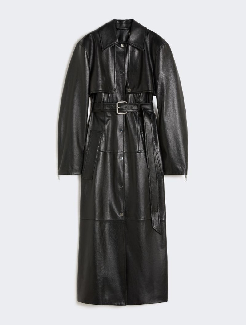 Nappa leather two-piece trench coat - black 1