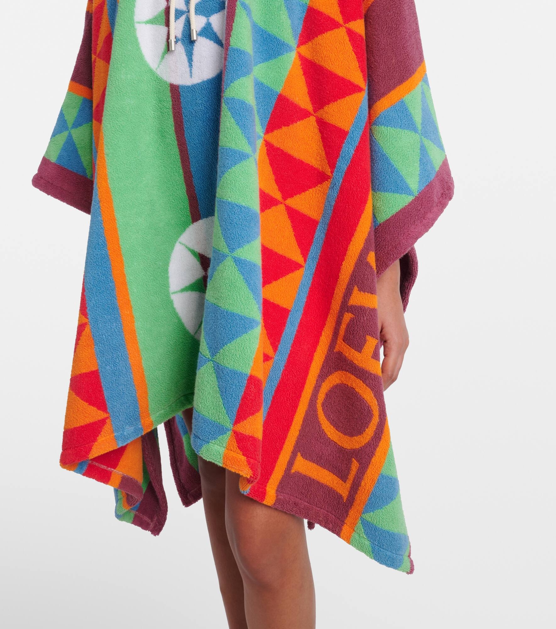 Printed hooded cotton terry poncho - 5