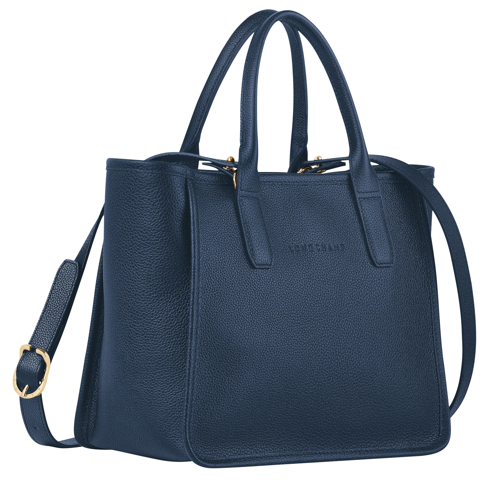 Le Foulonné M Tote bag Navy - Leather - 3